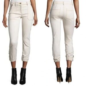 Veronica Beard Cardiff Cropped Denim Cargo Jogger Pants